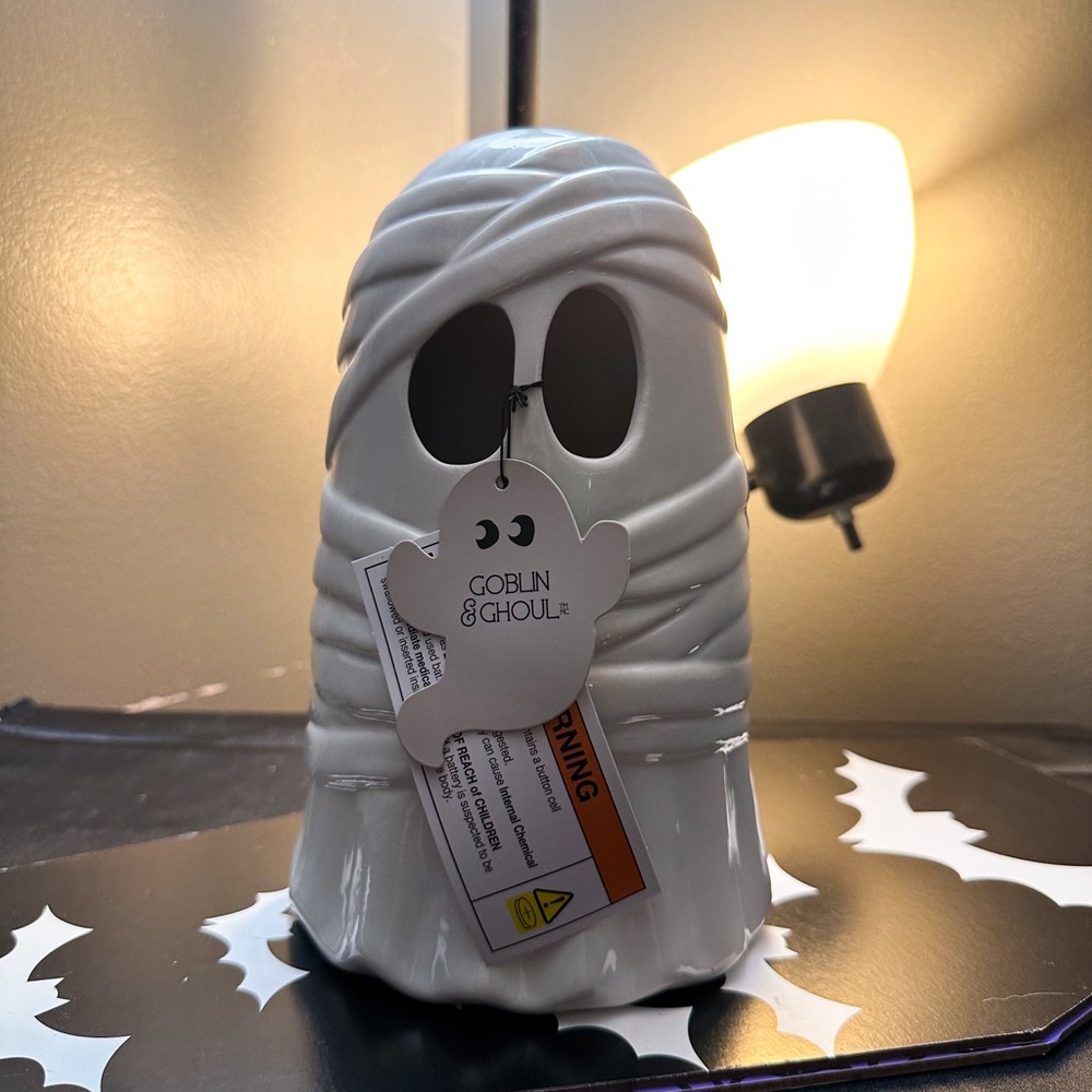Mummy Ghost Ceramic Halloween Decor piece